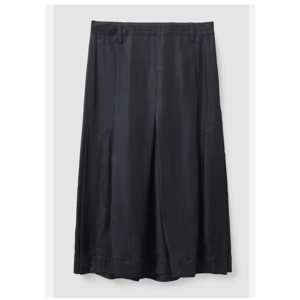 COS Box Pleat Midi Skirt US 12 Black/Navy Midnight A Line Minimalist